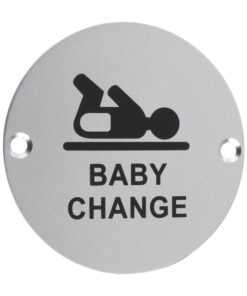 ZSA Door Sign - Baby Change Symbol, Satin Aluminium