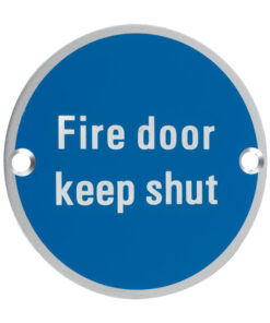 ZSA Door Sign - Fire Door Keep Shut, Satin Aluminium
