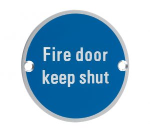 ZSA Door Sign - Fire Door Keep Shut, Satin Aluminium