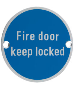 ZSA Door Sign - Fire Door Keep Locked, Satin Aluminium