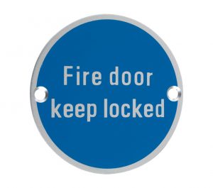 ZSA Door Sign - Fire Door Keep Locked, Satin Aluminium