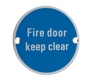 ZSA Door Sign - Fire Door Keep Clear, Satin Aluminium