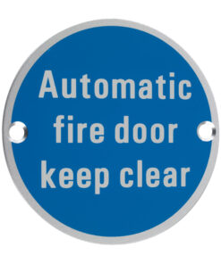 ZSA Door Sign - Automatic Fire Door Keep Clear, Satin Aluminium