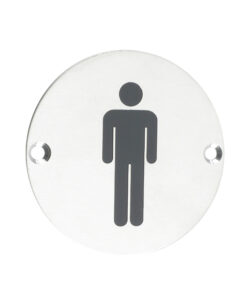 ZSS Door Sign - Male Sex Symbol, Polished Stainless Steel