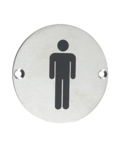 ZSS Door Sign - Male Sex Symbol, Satin Stainless Steel