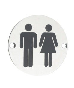 ZSS Door Sign - Unisex Symbol, Polished Stainless Steel