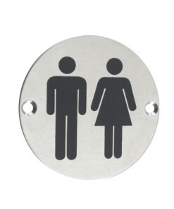 ZSS Door Sign - Unisex Symbol, Satin Stainless Steel