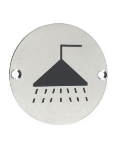 ZSS Door Sign - Shower Symbol, Satin Stainless Steel