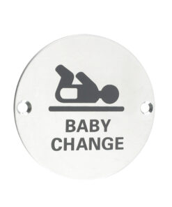 ZSS Door Sign - Baby Change Symbol, Polished Stainless Steel