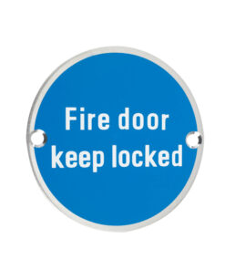 ZSS Door Sign - Fire Door Keep Locked, Polished Stainless Steel