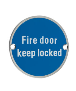 ZSS Door Sign - Fire Door Keep Locked, Satin Stainless Steel