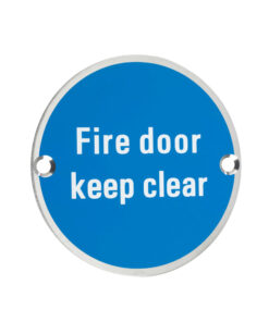 ZSS Door Sign - Fire Door Keep Clear, Polished  Stainless Steel