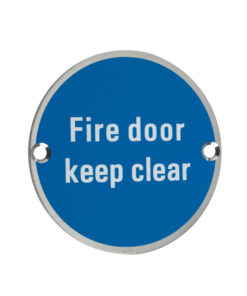 ZSS Door Sign - Fire Door Keep Clear, Satin Stainless Steel