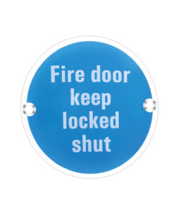 ZSS Door Sign - Fire Door Keep Locked Shut, Polished Stainless Steel