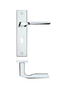 Lyra Door Handles On Backplate, Polished Chrome (sold in pairs)