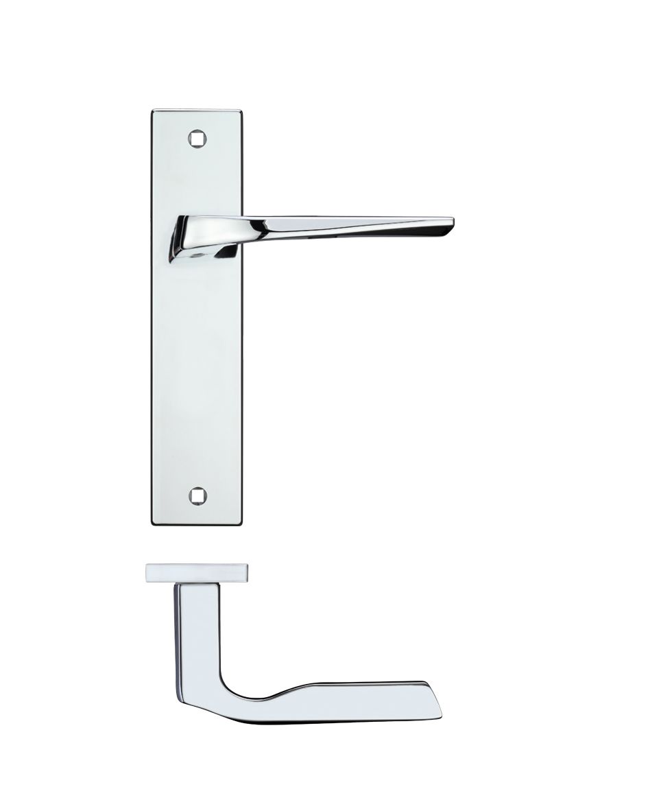 Lyra Door Handles On Backplate, Polished Chrome (sold in pairs)