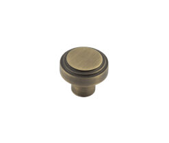 Frelan Hardware Hoxton Cropley Stepped Cupboard Door Knob (30mm), Antique Brass - HOX1030AB