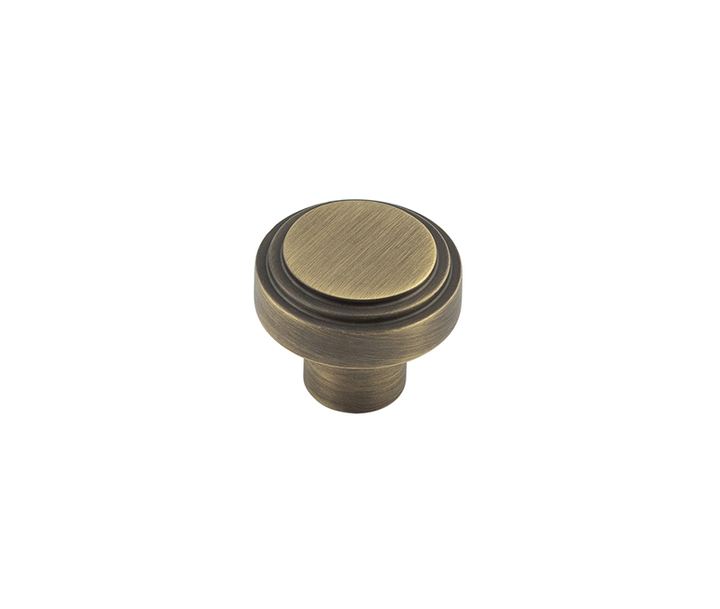 Frelan Hardware Hoxton Cropley Stepped Cupboard Door Knob (30mm), Antique Brass - HOX1030AB