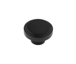 Frelan Hardware Hoxton Cropley Stepped Cupboard Door Knob (40mm), Matt Black - HOX1040MB