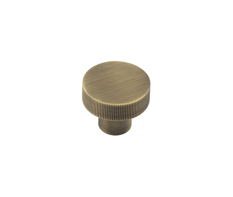 Frelan Hardware Hoxton Thaxted Line Knurled Cupboard Door Knob (30mm), Antique Brass - HOX230AB