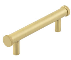 Frelan Hardware Hoxton Thaxted Line Knurled End Cap Cabinet Pull Handle (96mmc/c), Satin Brass - HOX250SB