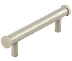 Frelan Hardware Hoxton Thaxted Line Knurled End Cap Cabinet Pull Handle (96mmc/c), Satin Nickel - HOX250SN