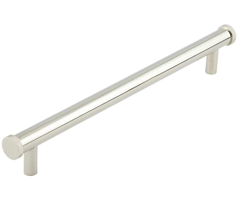 Frelan Hardware Hoxton Thaxted Line Knurled End Cap Cabinet Pull Handle (224mm c/c), Polished Nickel - HOX260PN