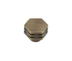 Frelan Hardware Hoxton Nile Hex Cupboard Door Knob With Step Detail (30mm), Antique Brass - HOX330AB