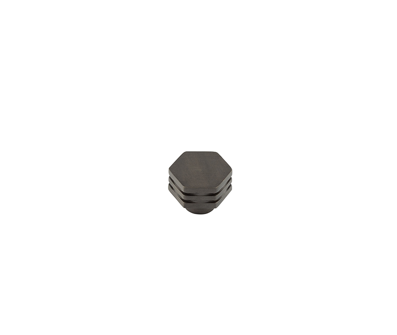 Frelan Hardware Hoxton Nile Hex Cupboard Door Knob With Step Detail (30mm), Dark Bronze - HOX330DB