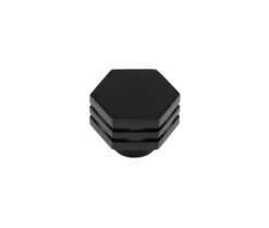 Frelan Hardware Hoxton Nile Hex Cupboard Door Knob With Step Detail (30mm), Matt Black - HOX330MB
