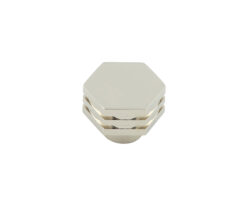 Frelan Hardware Hoxton Nile Hex Cupboard Door Knob With Step Detail (30mm), Polished Nickel - HOX330PN
