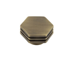 Frelan Hardware Hoxton Nile Hex Cupboard Door Knob With Step Detail (40mm), Antique Brass - HOX340AB