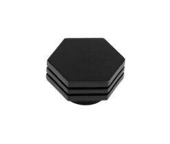 Frelan Hardware Hoxton Nile Hex Cupboard Door Knob With Step Detail (40mm), Matt Black - HOX340MB