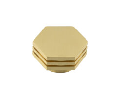 Frelan Hardware Hoxton Nile Hex Cupboard Door Knob With Step Detail (40mm), Satin Brass - HOX340SB