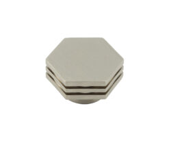 Frelan Hardware Hoxton Nile Hex Cupboard Door Knob With Step Detail (40mm), Satin Nickel - HOX340SN
