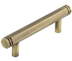 Frelan Hardware Hoxton Nile Hex Cabinet Pull Handle With End Step Detail (96mm), Antique Brass - HOX350AB