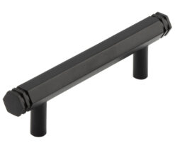 Frelan Hardware Hoxton Nile Hex Cabinet Pull Handle With End Step Detail (96mm), Matt Black - HOX350MB