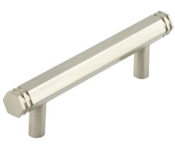 Frelan Hardware Hoxton Nile Hex Cabinet Pull Handle With End Step Detail (96mm), Satin Nickel - HOX350SN