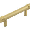 Frelan Hardware Hoxton Sturt Cabinet Pull Handle With Grooved Detail (96mm), Satin Brass - HOX450SB