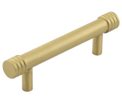 Frelan Hardware Hoxton Sturt Cabinet Pull Handle With Grooved Detail (96mm), Satin Brass - HOX450SB