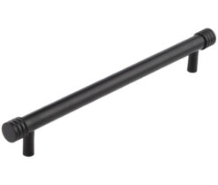 Frelan Hardware Hoxton Sturt Cabinet Pull Handle With Grooved Detail (224mm c/c), Matt Black - HOX460MB