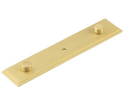 Frelan Hardware Hoxton Rushton Stepped Backplate For Cupboard Door Knobs (96mm c/c), Satin Brass - HOX6090SB