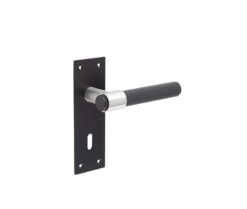 Frelan Hardware Knurled T-Bar Lever Door Handles On Backplate, Matt Black & Stainless Steel - JMB101 (sold in pairs)