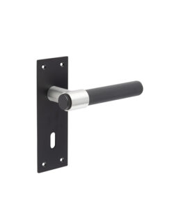 Frelan Hardware Knurled T-Bar Lever Door Handles On Backplate, Matt Black & Stainless Steel - JMB101 (sold in pairs)