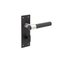 Frelan Hardware Knurled T-Bar Lever Door Handles On Backplate, Matt Black & Stainless Steel - JMB102 (sold in pairs)