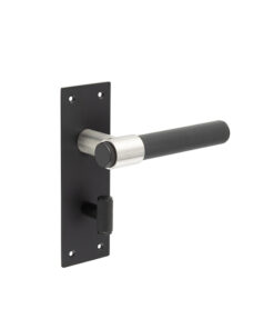 Frelan Hardware Knurled T-Bar Lever Door Handles On Backplate, Matt Black & Stainless Steel - JMB102 (sold in pairs)