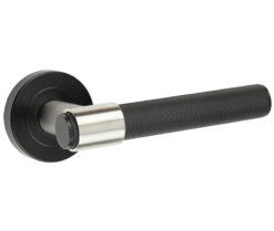 Frelan Hardware T-Bar Knurled Door Handles On Round Rose, Matt Black - JMB105 (sold in pairs)