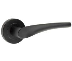 Frelan Hardware Vectra Door Handles On Round Rose, Matt Black - JMB501 (sold in pairs)