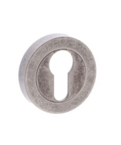 Atlantic Old English Euro Profile Escutcheons, Distressed Silver - OEESCEDS (sold in pairs)