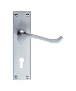 Carlisle Brass CBS54SC Victorian Scroll Lever On Backplate - Lock 57mm C/C (Contract Range) 155mm x 40mm Satin Chrome